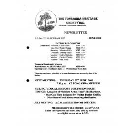 Tongarra Heritage Society Newsletter June 2000