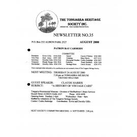 Tongarra Heritage Society Newsletter 35 August 2000