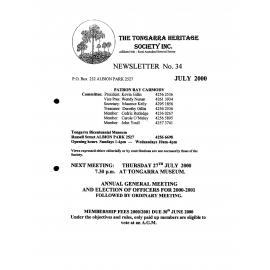 Tongarra Heritage Society Newsletter 34 July 2000