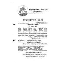 Tongarra Heritage Society Newsletter 38 November 2000