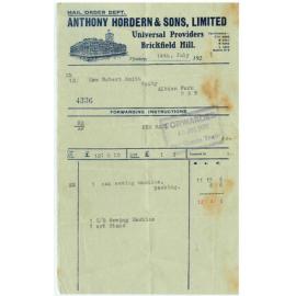 Sewing Machine Receipt and Envelope