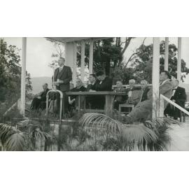 T H Upton at the official opening of water supply to Albion Park and Oak Flats 1955