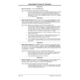 Descendants of Henry William Parkinson