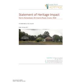 Statement of Heritage Impact Norris Homestead, 26 Croome Road, Croom, NSW