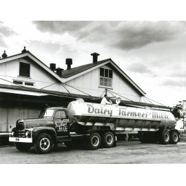 Dairy Farmers milk truck outside Illawarra Coperative Central Dairy Factory, Albion Park Rail