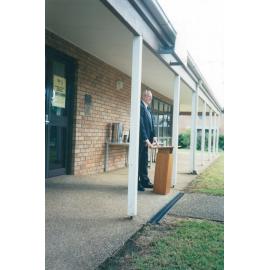 Mayor Cec Glenholmes opening the Tongarra Museum Chairman of the Illawarra Cooperative Central Dairy Factory exhibition