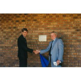 David Kelaher and Mayor Cec Glenholmes opening the terminal building at Albion Park Aerodrome
