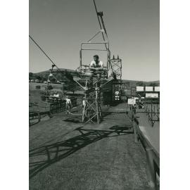 A Grass Skier on the chairlift at Jamberoo Recreation Park