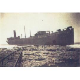 US  'Cities Service Boston' aground on the rocks at Bass Point