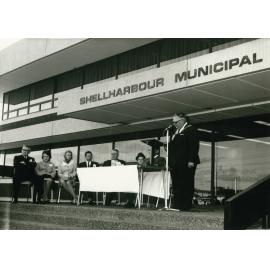 Mayor Alan J Beaton speaking at the opening of Shellharbour Council Chambers, Warilla