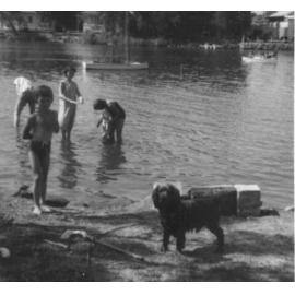 Family and dog at Little Lake