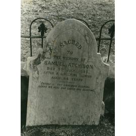 Samuel Atchison headstone, Albion Park Pioneer Cemetery