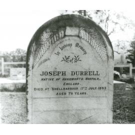Joseph Durrell's headstone, All Saints Church of England, Albion Park