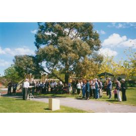 Dedication of historical plaques in L R Mood Park, Albion Park