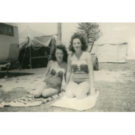 Sunbathers at Bassett Park caravan park in the 1950s
