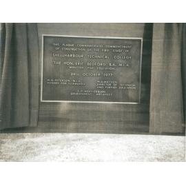 Shellharbour Technical College First Stage Plaque