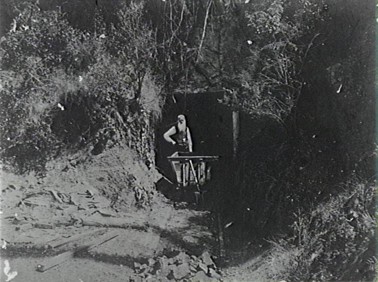 William Brownlee at the Tongarra Mine entrance, Tongarra, c.1900.