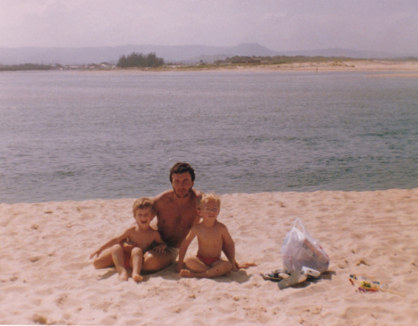 Robert, Michael and David Petkovski at the Lake Illawarra Foreshore c.1985.